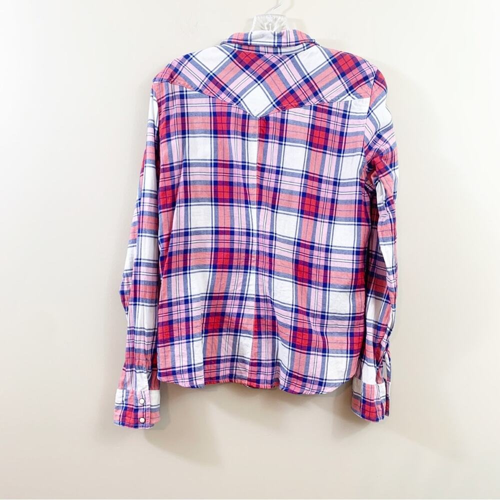 American Eagle Plaid Button Down Blue/Red Long Sl… - image 4